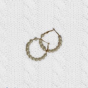 2FOR$20 π HANDMADE FAUX PEARL GOLD HOOPS